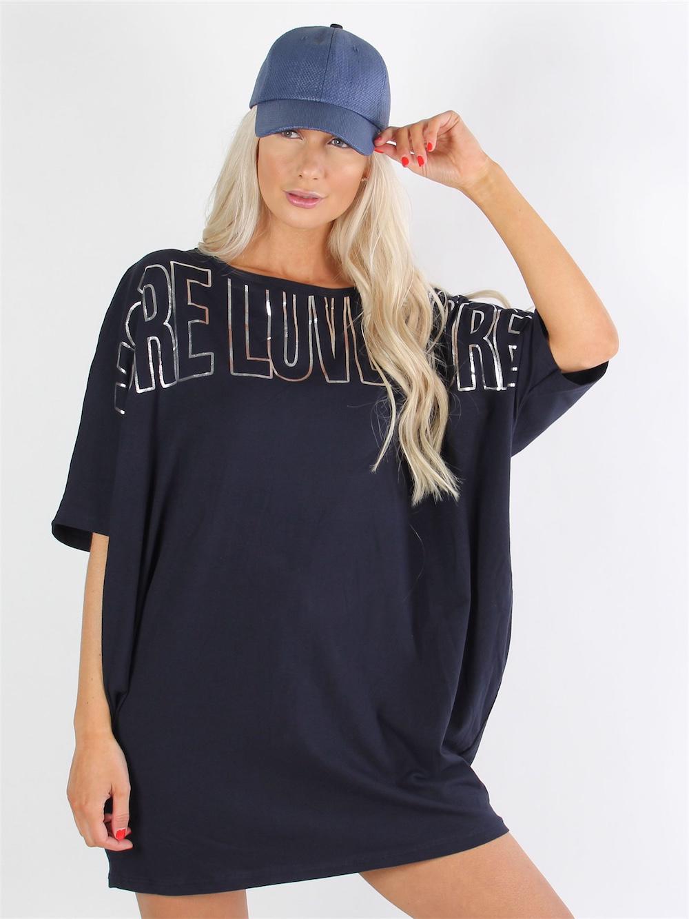 Cenobia - Sort oversized t-shirt med sølv skrift